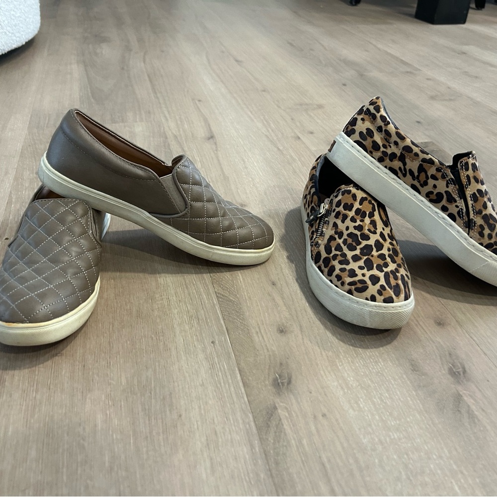 Stylish Women's Quilted and Leopard Slip-On Shoe Bundle (includes both)